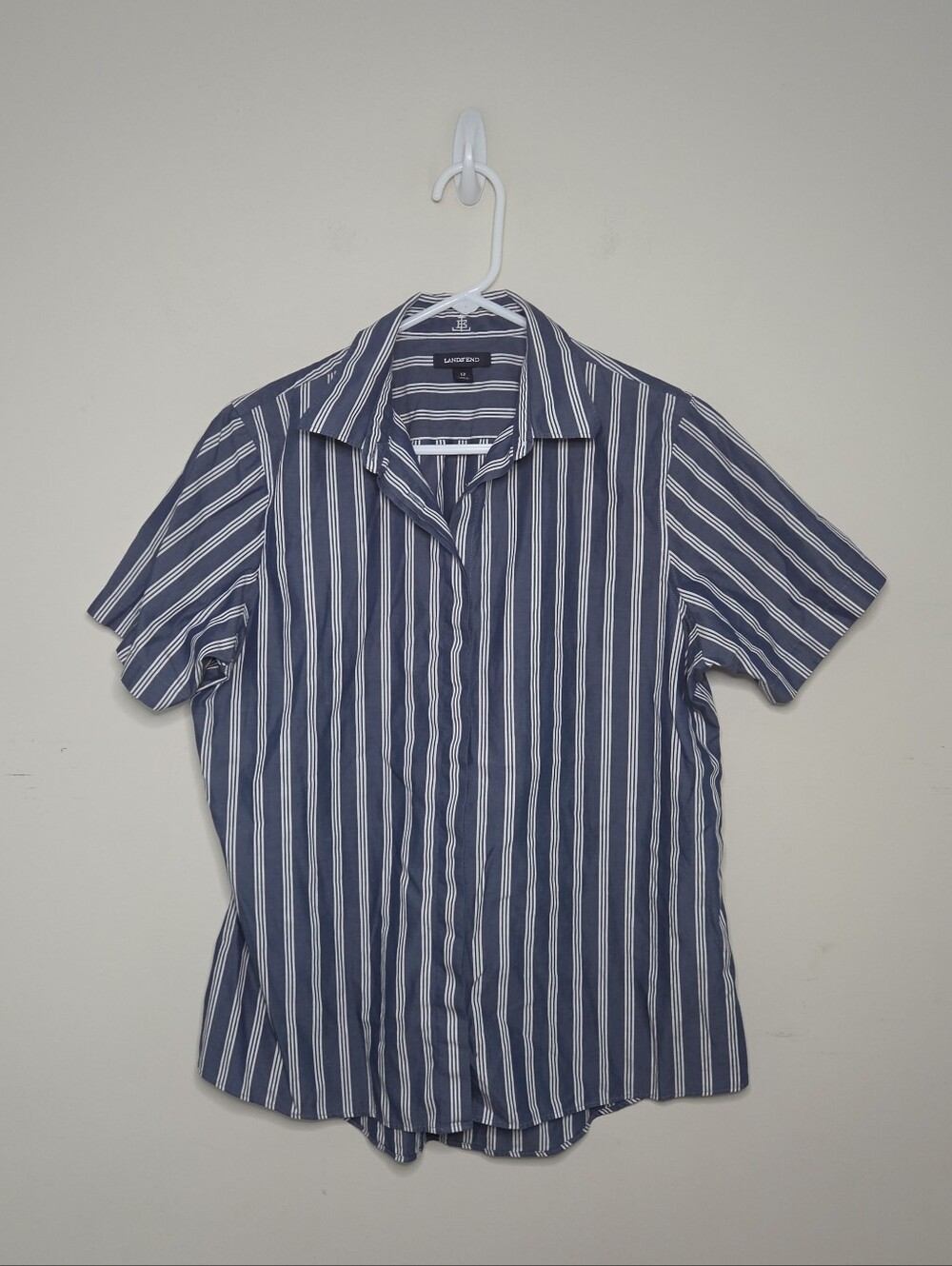 Women's Land's End Striped Button Front Shirt Sz 12